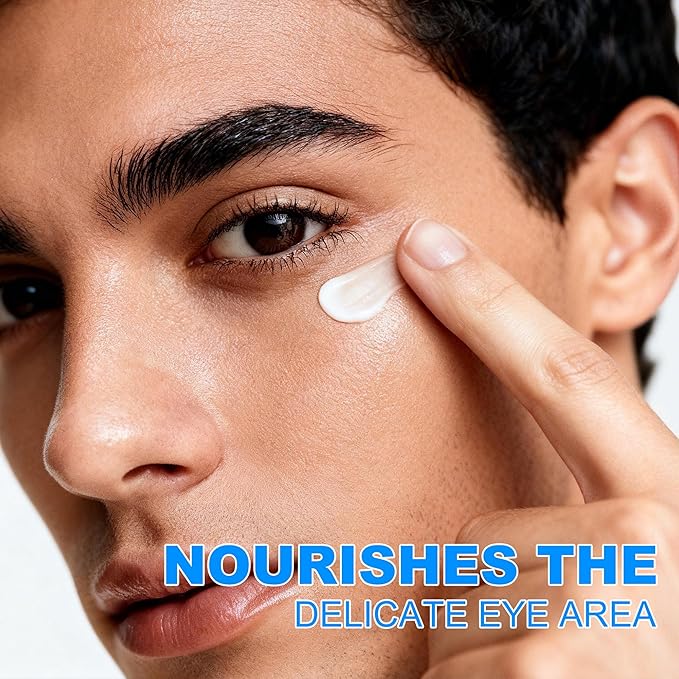 Moisturizing Men's Eye Repair Cream with Aloe & Protein Peptides, Hydrating Under Eye Cream to Reduce Puffiness, Dark Circles, Crows Feet and Bags, Daily Skin Care Treatment Cream, 1.69 oz