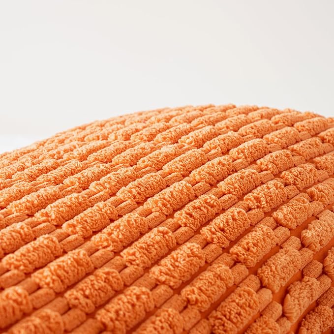 Fancy Homi Decorative Throw Pillow Covers for Bed Couch Bedroom Bench, Soft Corduroy Solid Pillow Case, Rustic Farmhouse Boho Room Decor,36" x 14" (Pack of 1),Orange