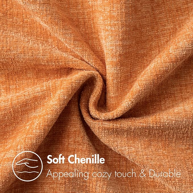 MIULEE Soft Chenille Fall Lumbar Throw Pillow Covers Orange 12x20 Inch | Pack of 2, Modern Fall Decor, Classic Decorative Pillows, Solid Dyed Cases, Couch Cushion Covers for Sofa Bed Living Room