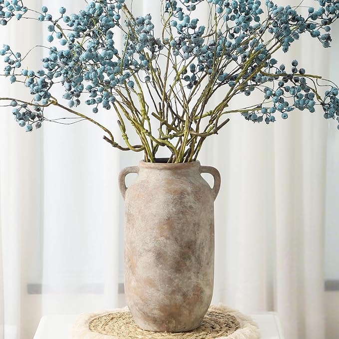 Vanselia Ceramic Flower Vase Home Table Decor Living Room Farmhouse 12 in | Large Tall White Rustic Decorative Flowers Vases Plant Modern Decoration for Kitchen Shelf Coffee Dining Centerpieces Desk