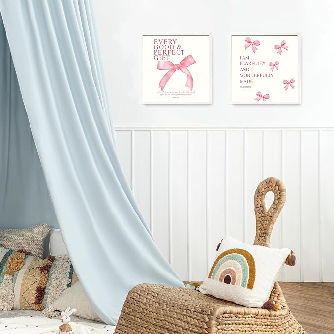 LARTSFRO Coquette Pink Bow Wall Art Decor Posters, Pink Bow Room Bedroom Bathroom Dorm Wall Art Decor Aesthetic for College Teen Girls Gifts, Inspirational Bible Verses Bow Wall Decor, 10x10 Inch Set of 4 Pcs Bow Pictures (UNFRAMED)