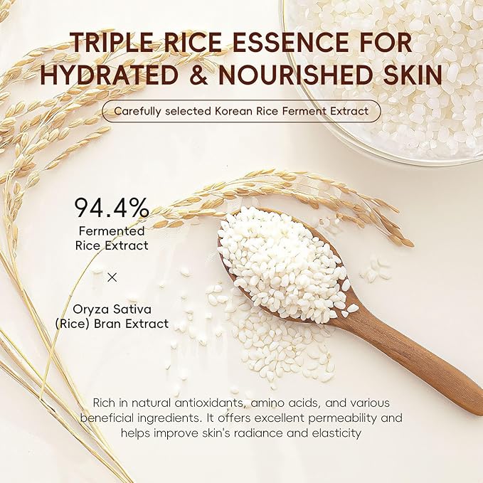 Rice Eye Cream, Moisturizing Eye Roller with Rice Ginseng Extract, Smooth Light Weight Fast Absorption Non-sticky Reduces Fine Lines Puffiness Bags & Dark Circles