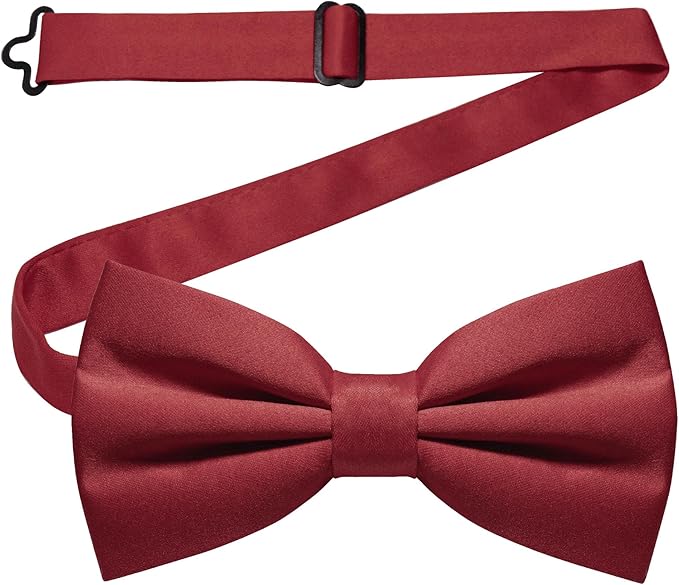 JEMYGINS Solid Color Pre-tied Bow Tie Adjustable Bowtie for Men