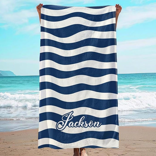 JML Custom Beach Towel with Name, Personalized Microfiber Beach Towel with Name, Large, Soft, Quick Dry & Absorbent for Swim, Pool,Adult,Summer Holiday,Vacation,Travel,Gift for Anniversary, Birthday