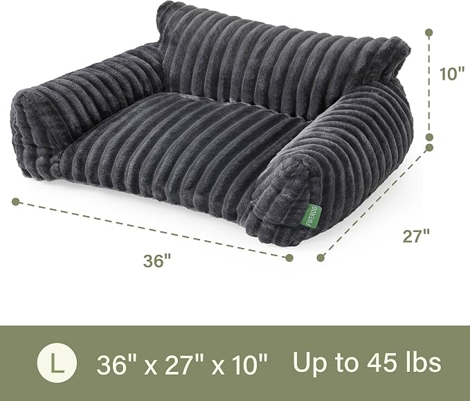 Cute Couch Bed for Pets, Supportive Cat Sofa for Indoor Cats, Large Dog Sofa Bed for Large Dogs, Grey, 36 inches