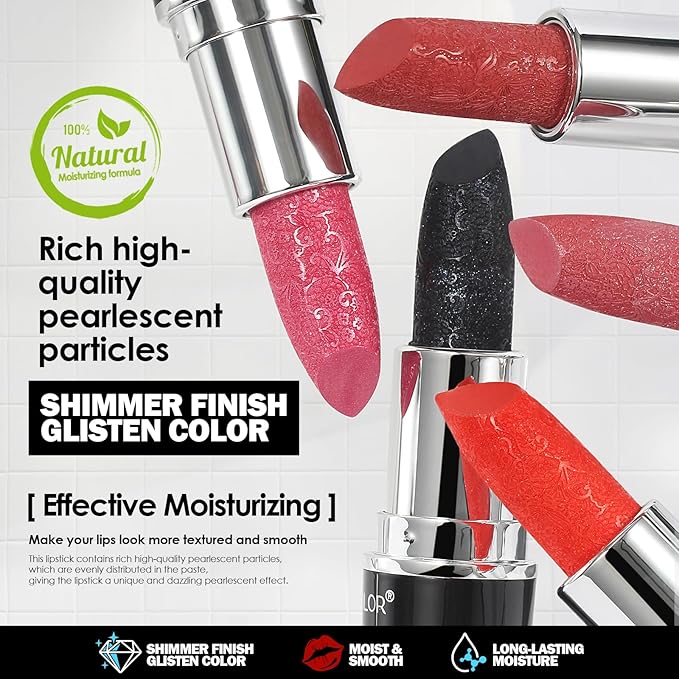 Anglicolor Glitter Halloween Black Lipstick,High Impact Lipcolor,Lightweight Hydrating Formula Smooth and Non-Sticky,Metallic Lipstick For Women,Full-Coverage Lip Color (08 MYSTICISM, 4g)