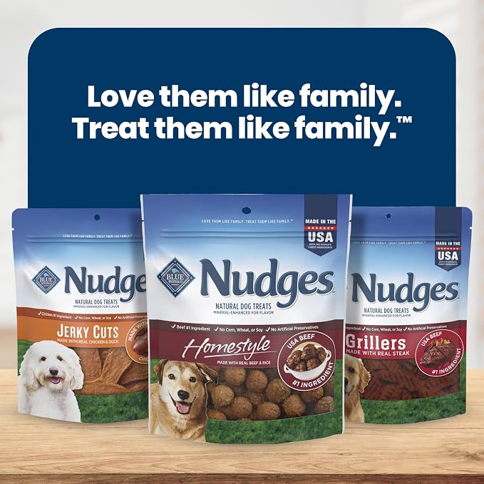 Blue Buffalo Nudges Homestyle Beef & Rice Dog Treats, 16 oz | Real Beef First, Generous Chewy Cuts, No Chicken By-Product, Corn, Wheat, or Soy