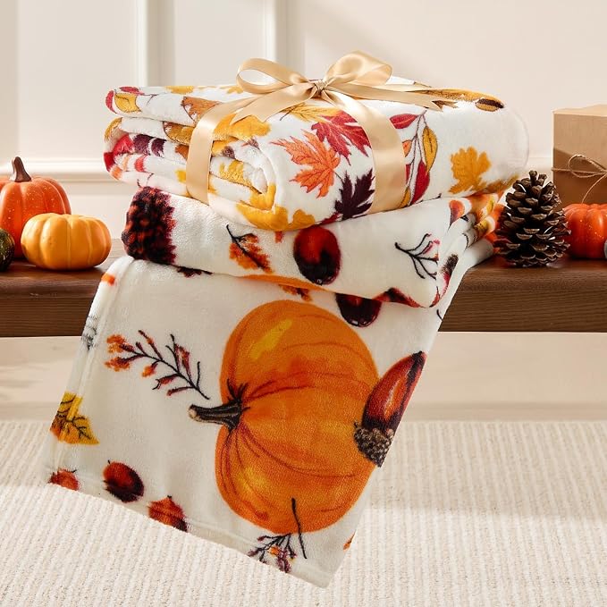 BEDELITE Fleece Blanket Soft Plush Fall Twin Size Autumn Pumpkin 60"x80" | Ultra Soft Fleece, Plush Microfiber, Lightweight Warmth, Thanksgiving Gift, Fall Home Decor, Machine Washable, Couch Sofa Bed