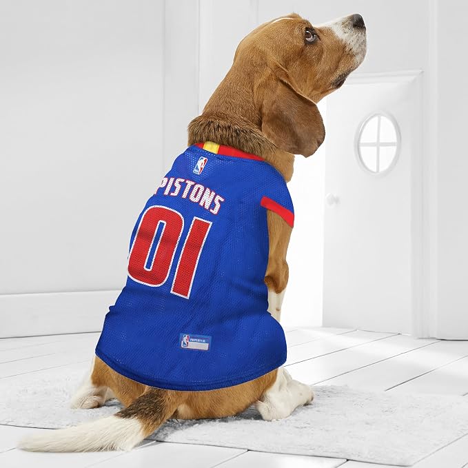 Pets First NBA DETROIT PISTONS DOG Jersey, Medium - Tank Top Basketball Pet Jersey