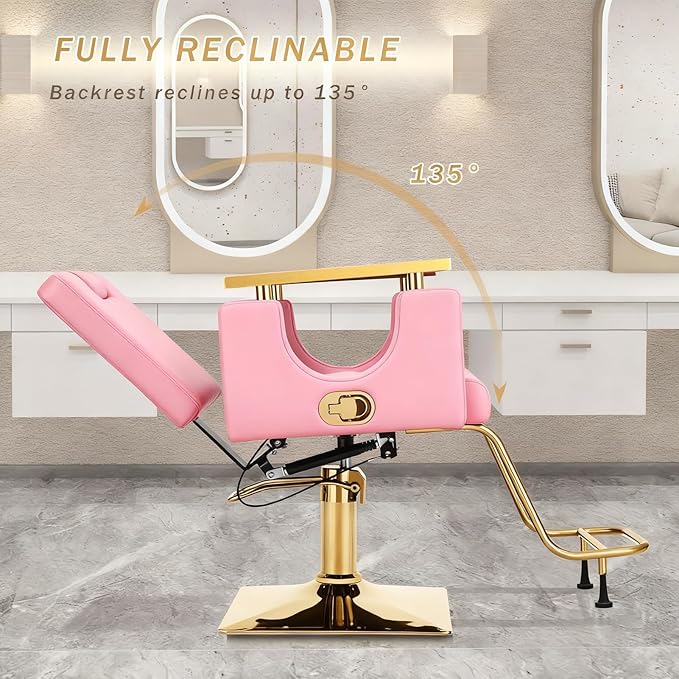 Heavy Duty Barber Chair, 360° Swivel Reclining Salon Chair for Hair Stylist, Height Adjustable Hydraulic Hairdressing Chair with Footrest for Barber Shop, Beauty Salon, Hairdressers