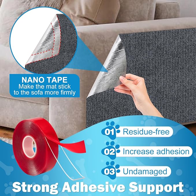 ENONCI 23.6x15.8 Cat Scratcher Mat, Self-Adhesive Cat Scratch Furniture Protector