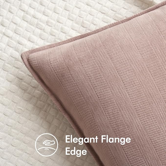 MIULEE Pack of 2 Blush Pink Euro Shams Chenille Pillow Covers 26x26 Inch | Decorative Soft Couch Throw Pillows,Farmhouse Cushion Covers,Elegant Design for Sofa,Bed,Living Room,Summer Decor