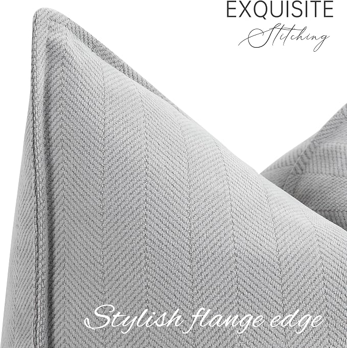 Light Gray Pillow Covers 24x24 Set of 2 Chenille Throw Pillow Covers with Elegant Design Soft and Luxurious Decorative Throw Pillows for Couch, Bed, and Home Decor