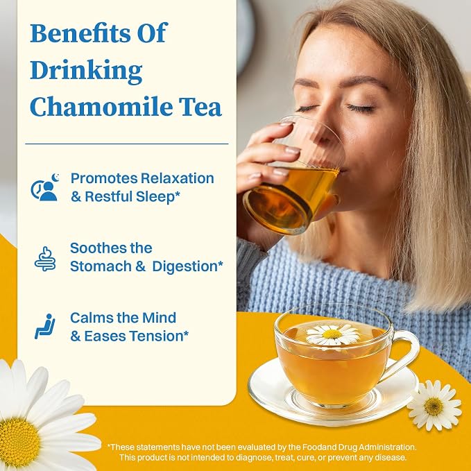 SKMTT Chamomile Tea Bags, 60 Count (2g/bag) | Premium Chamomile Flower, Herbal Tea for Relaxation, Caffeine Free & Non-GMO, No Additives