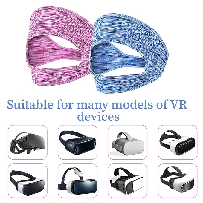 2 Pack VR Eye Mask, Adjustable Breathable VR Sweat Band Comfortable and Sweat-Resistant Eye Face Cover for Meta/Oculus Quest 2/3/3S/Pro Most VR Devices and Any Head Size