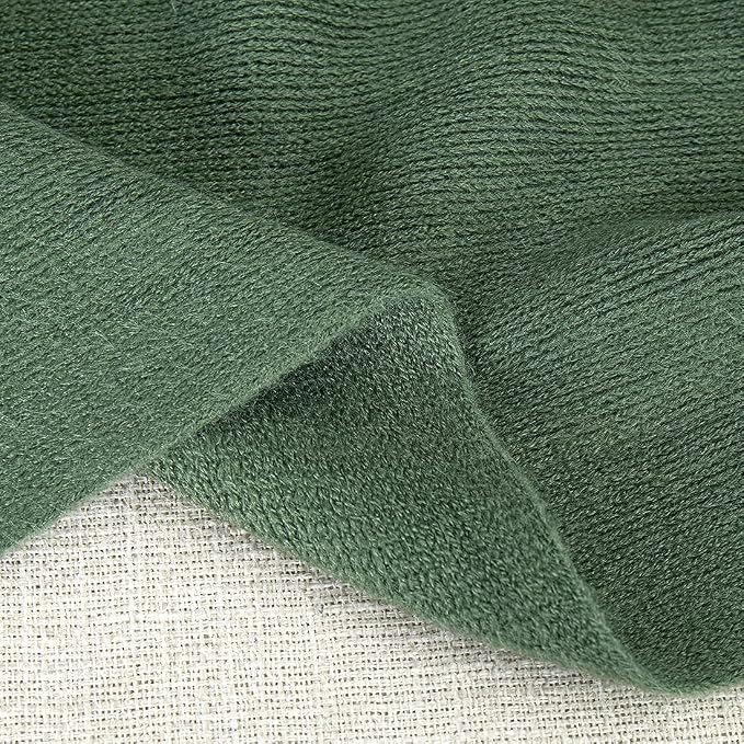 Homiest Dark Green Knitted Throw Blanket with Fringe, 50x60 Inch | Pure Acrylic, Lightweight & Breathable, All-Season Use, Machine Washable, Wrinkle & Fade Resistant, for Couch Sofa And Bed