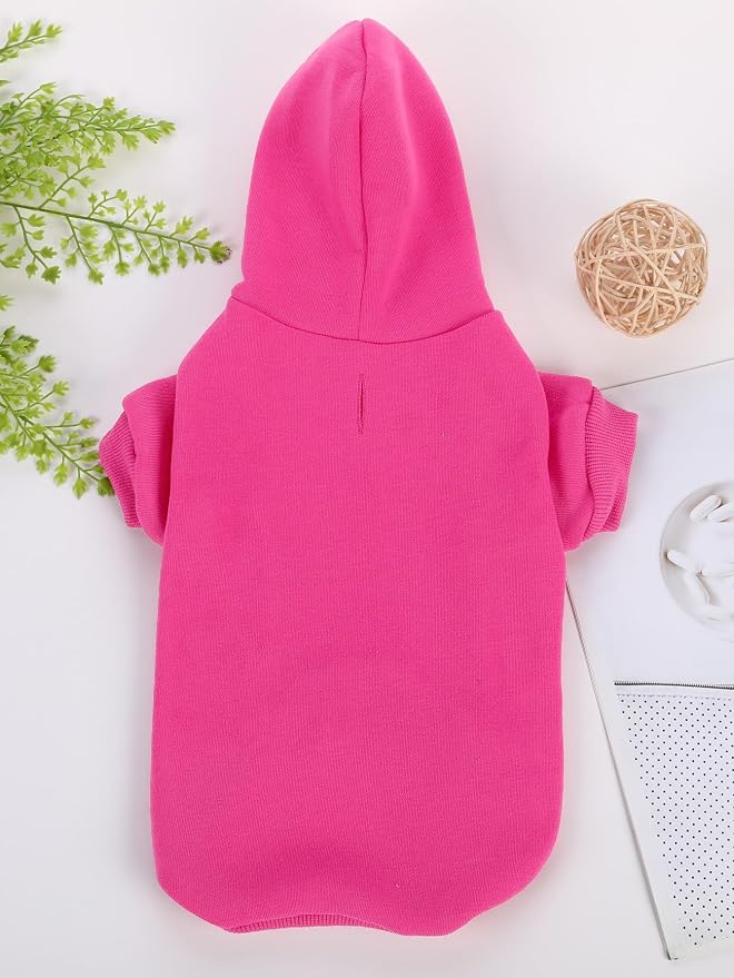Basic Dog Hoodie Sweatshirt Puppy Sweater Warm Cat Costumes Pet Clothes for Chihuahua Puppy Kitten Small Medium Dogs Hot Pink X-Small
