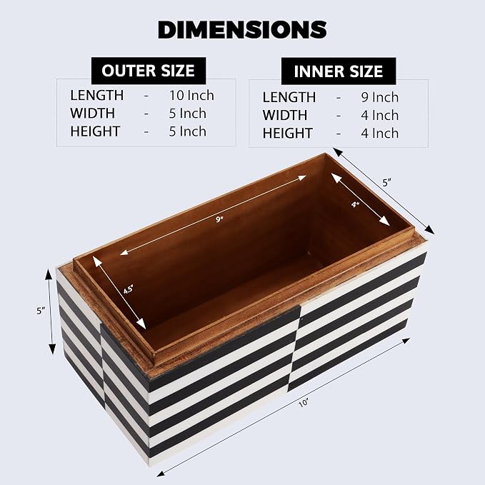 Handicrafts Home Decorative Organizer Box 10x5 – Large Keepsake Box with Lid, Modern Decorative Storage Box, Bohemian Coffee Table Décor, Jewelry & Memory Box, Decorative Accent Box for Home Décor