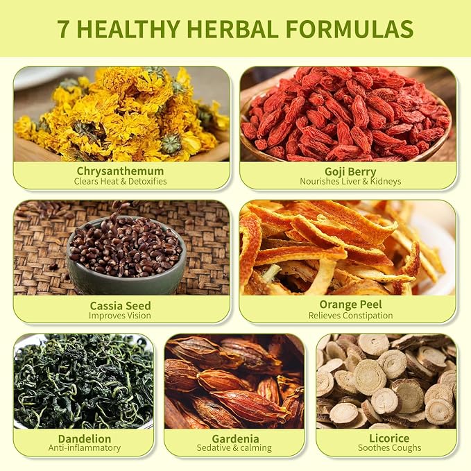 Dandelion Wolfberry Tea, Natural Kidneys & Liver Health Dandelion Root Tea with Dandelion, Wolfberry, Cassia Seed, Chrysanthemum, Licorice, Orange Peel, Gardenia (1 Pack/12 Bags)