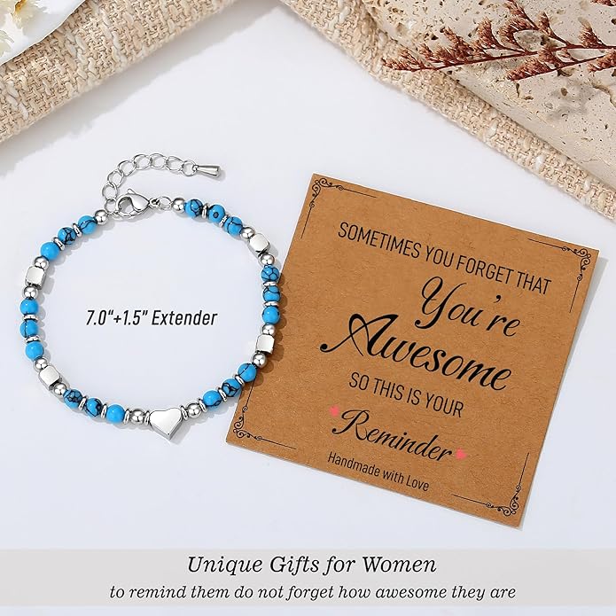 TONY & SANDY Tiny Beaded Bracelets for Women, Sometimes You Forget You're Awesome Gift, Unique Gifts for Women, Mom, Daughter, Wife, Coworker, Best Friend, Bestie, Granddaughter