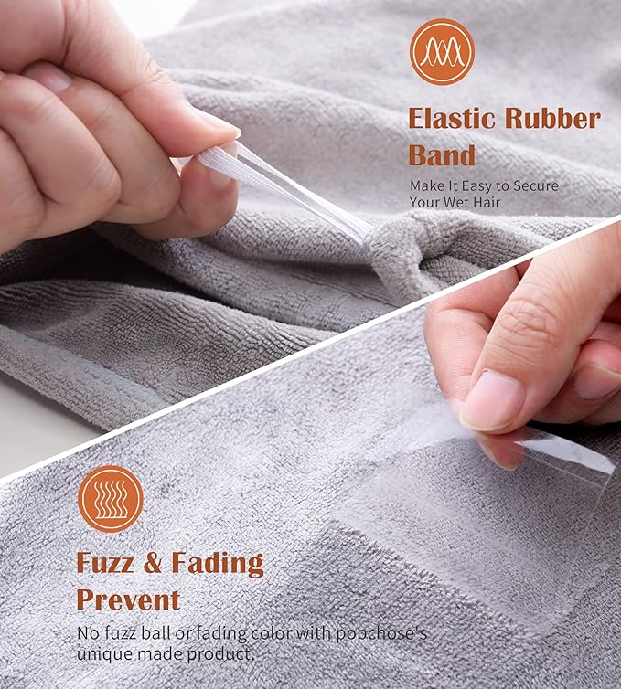 POPCHOSE Microfiber Hair Towel Wrap, 3 Pack Fast Drying Hair Turban, Stocking Stuffers for Women, Soft Ultra Absorbent, No Frizz Hair Wrap Towels for Women Wet Hair, Curly, Longer, Thicker Hair