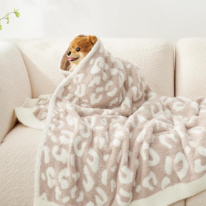 Snuggle Sac Ultra Soft Beige Leopard Blanket Twin Size - Oversized Reversible Cheetah Bedding Blanket, Leopard Pattern Throw Blankets for Bed, Sofa, Couch, 60x80 inches