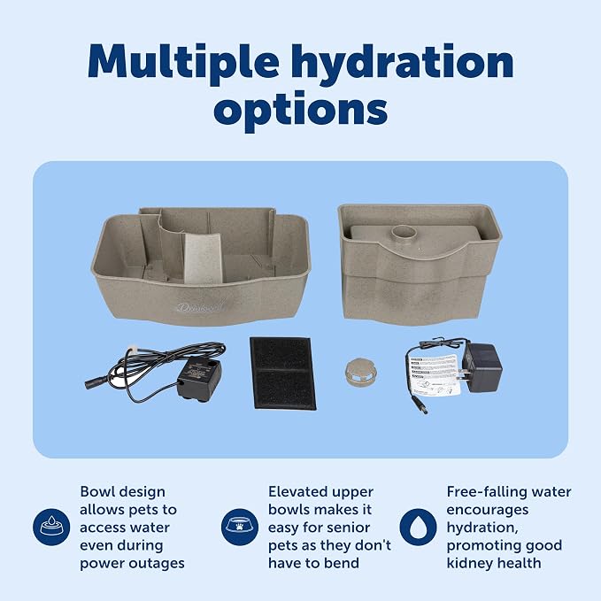 PetSafe Drinkwell Multi-Tier Pet Fountain, Cats & Dogs, Large | 100 oz Capacity, 2 Drinking Heights, Great for Senior/Arthritic Pets, Top-Rack Dishwasher Safe