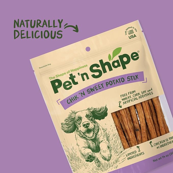 Pet 'n Shape Chik 'n Sweet Potato Stix – Made and Sourced in The USA- Natural Healthy Dog Treat, 14 Ounce | Premium chicken breast, Sweet potato recipe, Limited ingredients, Wheat and soy free, Training chews, For all life stages