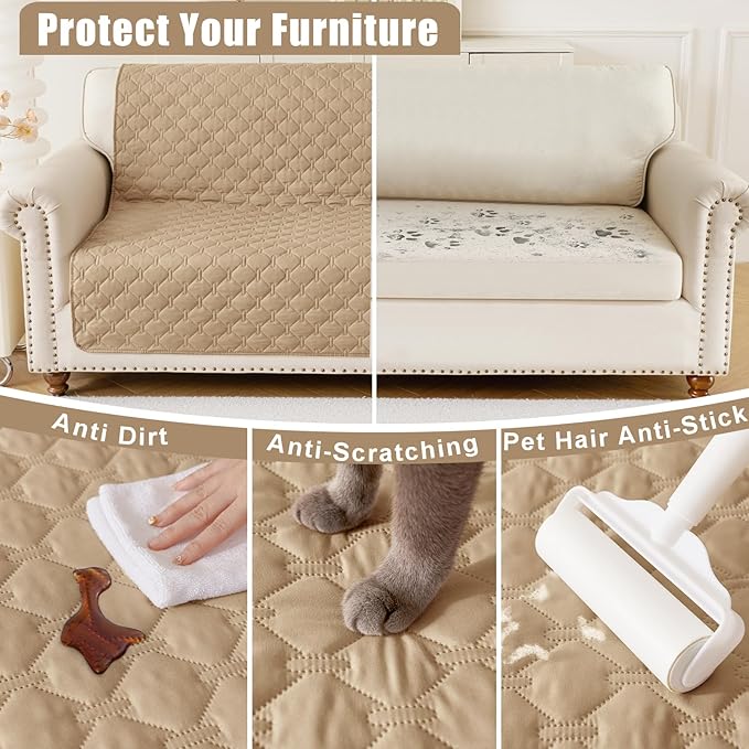 Smiry Waterproof Dog Bed Cover Blanket, Reversible Pet Blanket | Soft Reversible, Washable Leakproof Cats Dogs Couch Cover for Sofa, Couch, Furniture (68x82 Inch)