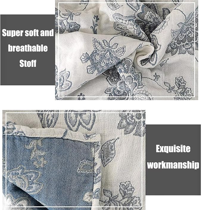 MSGKV Boho Throw Blanket 80"x90" 100% Cotton Reversible Throw Couch Bed | 100% Cotton Throw, Reversible Woven, Summer Breathable, Lightweight Comfort, Living Room Decor, Home Decorative