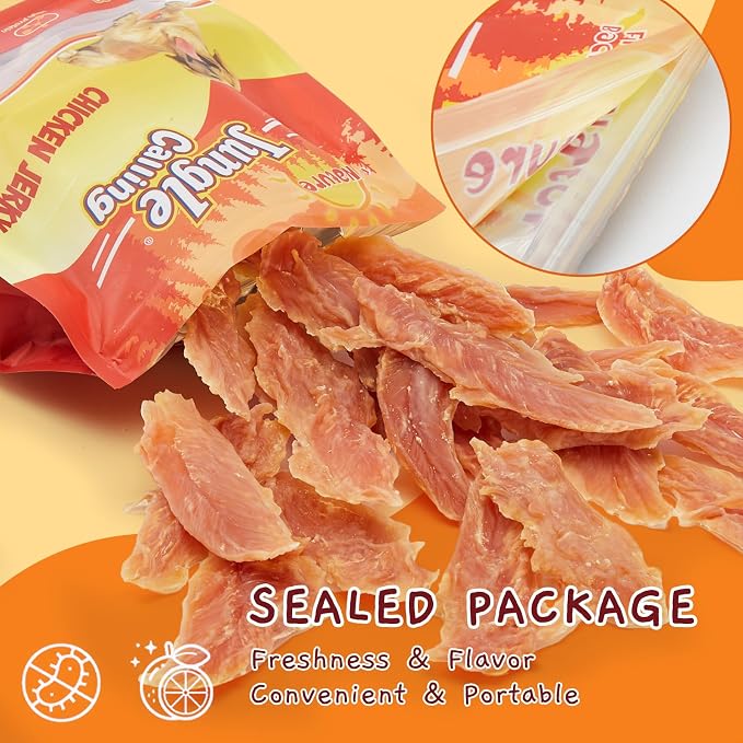 Jungle Calling Chicken Breast Jerky Treats for Medium/Large Breeds, 1.33 lb | High Protein, Stomach-Friendly, No Artificial Colors, Chewy for Teeth Cleaning, Easy to Tear, Ideal for Training