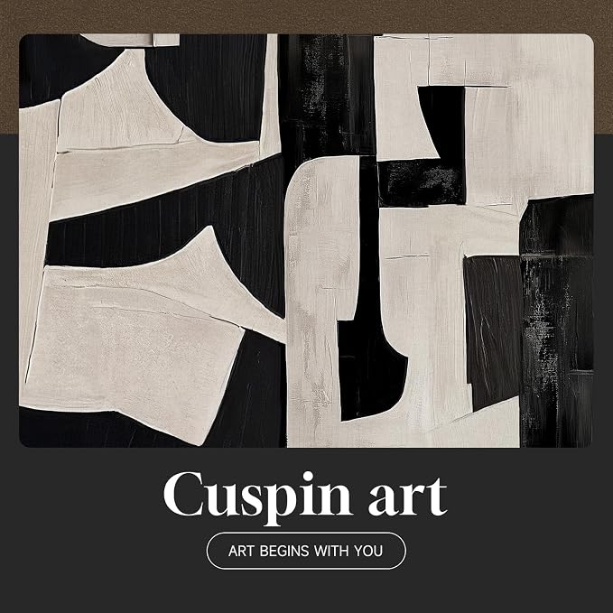 Large Framed Black and Beige Abstract Wall Art, Set of 2 Piece Minimalist Canvas Paintings Artwork for Walls, Modern Art Prints Pictures for Living Room Hallway Dining Room Bedroom Office Wall Decor