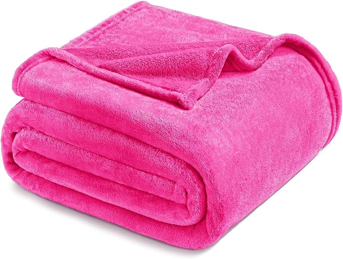 Exclusivo Mezcla Soft Fleece Blanket Queen Size for Bed, Hot Pink | 90x90 Inches, Double-Sided Brushed Flannel, Lightweight Plush Cozy Blanket for Home Decor, All Season, Machine Washable