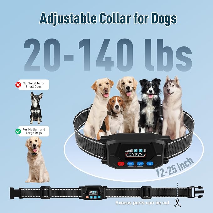 GPS Perimeter Fence for Two Dogs – Wireless Dog Fence with 3 Alert Modes & Adjustable 33-9999Yd Boundary, Rainproof Rechargeable Collars, Heavy-Duty for Outdoor Use