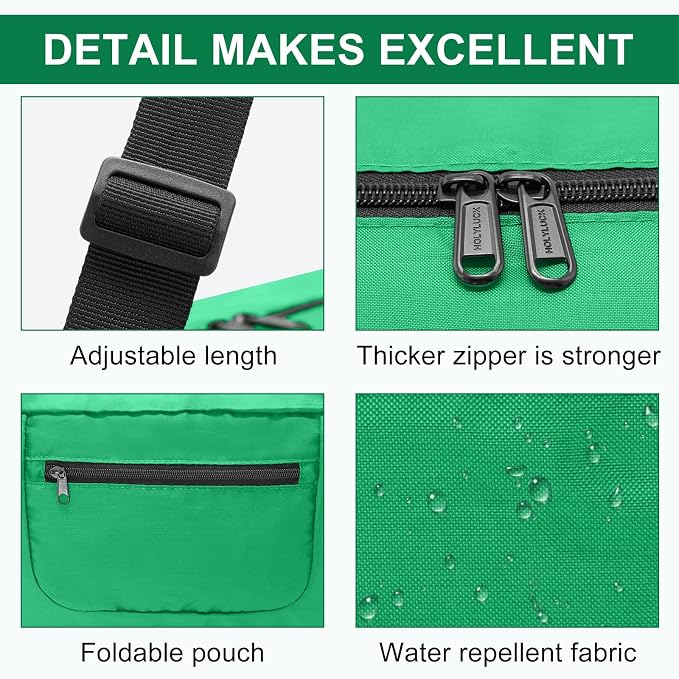 HOLYLUCK Foldable Travel Duffel Bag For Women & Men Luggage Great for Gym - Kelly green