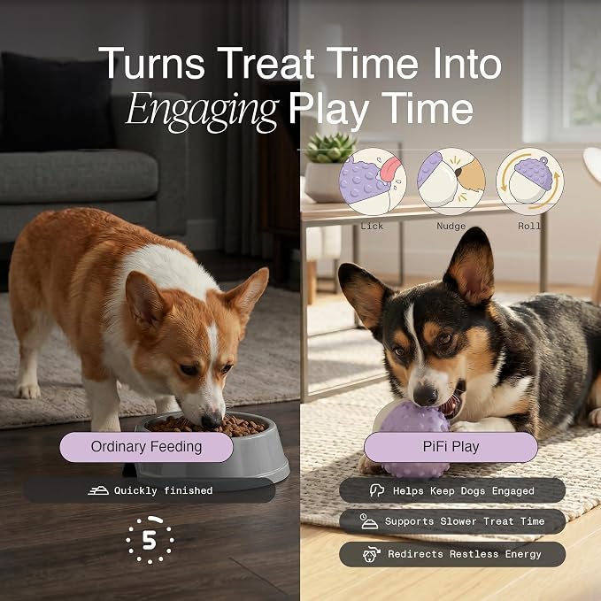 PiFi Silicone Dog Treat Dispenser & Puzzle Feeder for Medium Dogs, 5x3.8 in