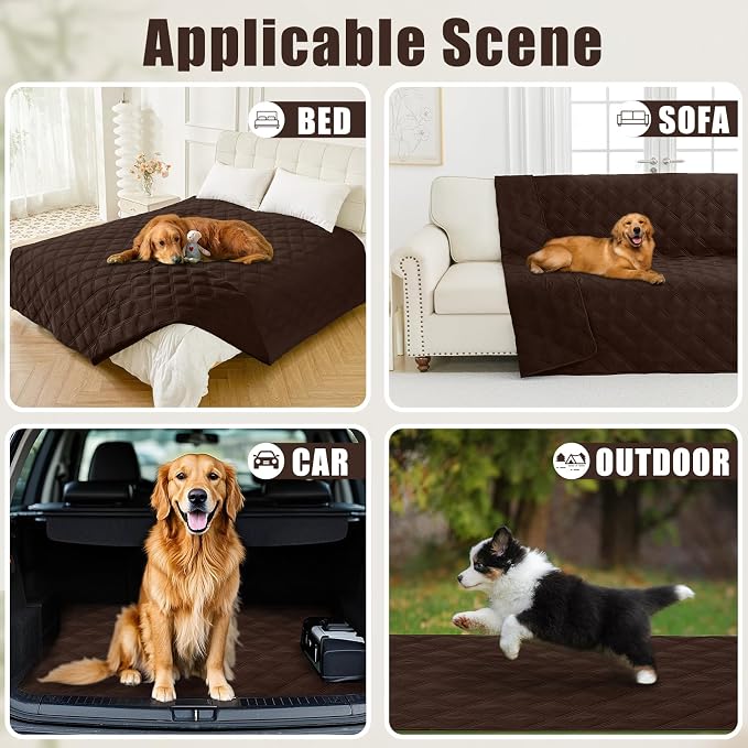 Smiry Waterproof Dog Bed Cover, Reversible Pet Blanket for Sofa Couch | Soft Washable Dog Blanket, Leakproof Couch Cover for Dogs Cats & Furniture Protection, 52x82, Chocolate/Chocolate