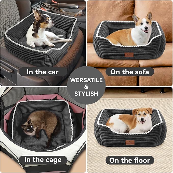 Zerbuger 25in Dark Grey Rectangle Cat Dog Bed Machine Washable Sofa | Sleeping for Large Medium Small Pets Indoor Outdoor, Non-Slip Bottom Soft Puppy Bed Durable Orthopedic Calming Pet Cuddler