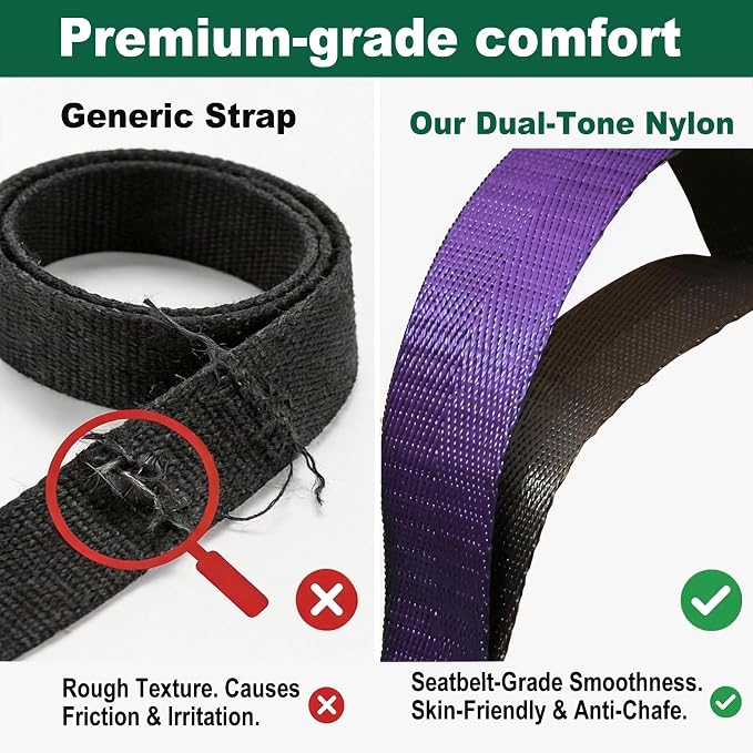 Acozycoo Stretching Strap with Loops,Non-Elastic Yoga Strap for Physical Therapy,Knee Replacement Recovery & Plantar Fasciitis,Leg Stretcher Band for Flexibility & Hamstring Rehab