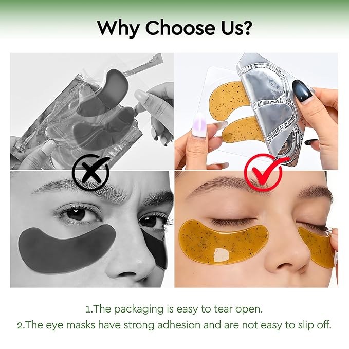 Under Eye Patches - 30 Pairs Green Tea Seaweed Eye Mask for Dark Circles - Puffy Eyes, Wrinkles, Undereye Bags - Soothing Hydrating Sensitive Skin Care Gifts for Teen Girls