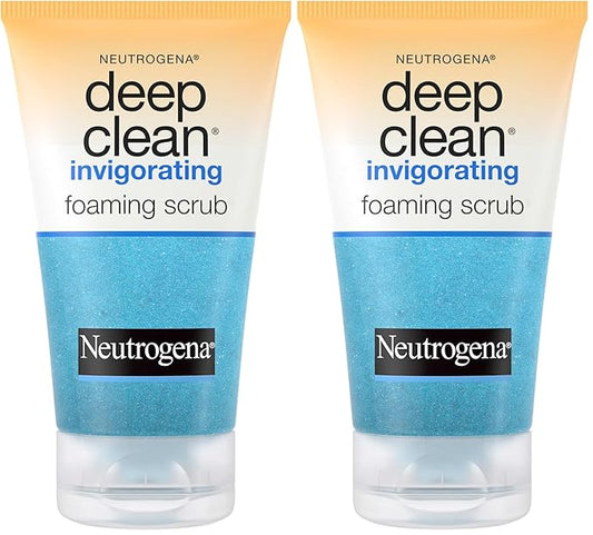 Neutrogena Deep Clean Invigorating Foaming Facial Scrub | Cooling Gel | With Glycerin | Removes Dirt & Oil | 4.2 fl. oz Pack of 2