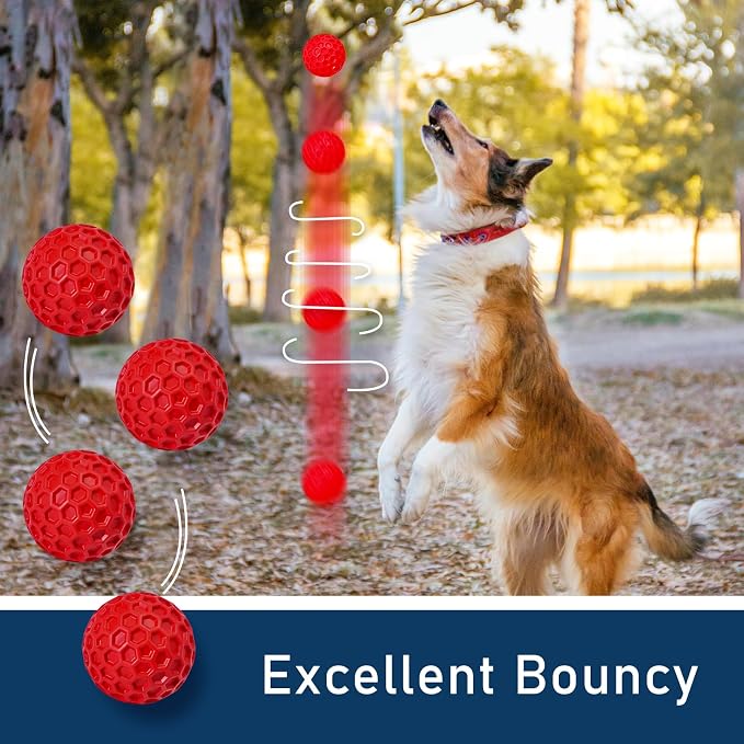 Indestructible Squeaky Dog Ball for Aggressive Chewers, Rubber Interactive Dog Toy for Teething, Relieving Anxiety. Chew Toy for Large, Medium Breeds, Outdoor & Indoor Ball.