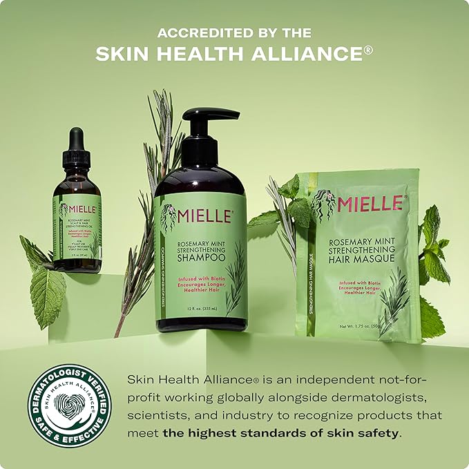 Mielle Organics Rosemary Mint Hair Strengthening Biotin Shampoo - Moisturizing Hair Shampoo for Women and Men to Gently Cleanse, Repair & Protect Strands (20 oz)