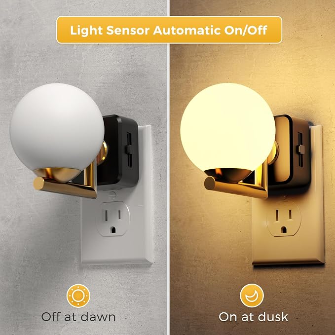 L LOHAS LED Night Lights Plug Into Wall, Dusk to Dawn Sensor | Soft White 3000K Nightlight, 0-100LM Adjustable Brightness, Plug in Night Light for Bathroom, Hallway, Bedroom, Stairway