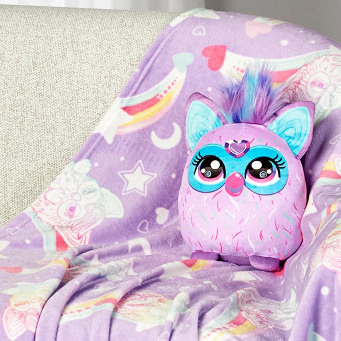 Northwest Furby Starry Rainbows Hugger Pillow & Silk Touch Throw Blanket Set, Stuffed Animal, 50x60 inches and 11 inch Plushie