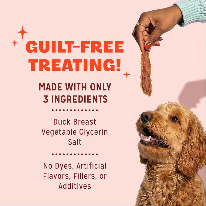 Pur Luv Duck Jerky Treats | Made with 100% Duck Breast, Real Duck Treats for Dogs, High Protein Dog Treats, Natural Limited Ingredient Dog Snacks