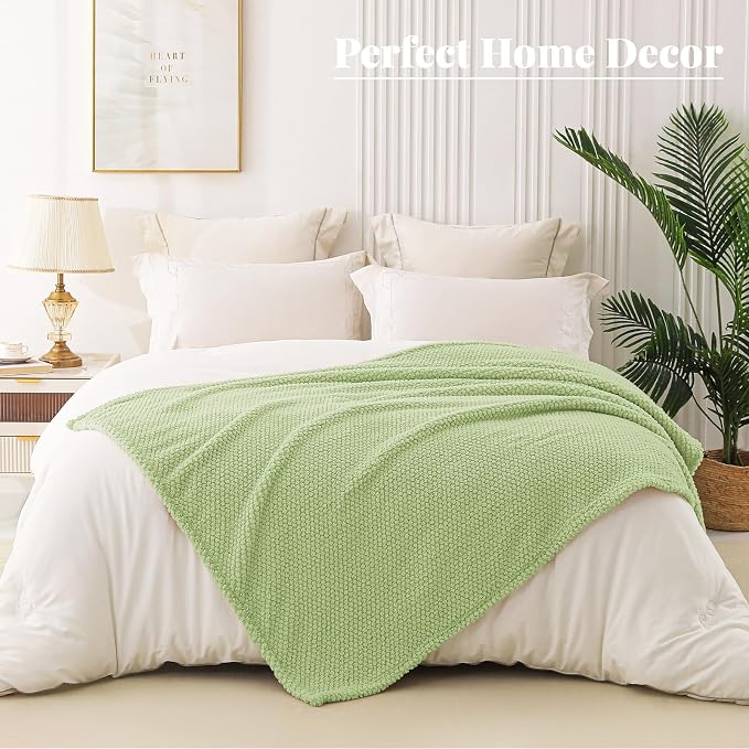 Whale Flotilla Extra Large Soft Fleece Throw Blanket for Couch | 50x70 Inch, Light Gree, Suitable for Sofa Chair Bed, Fluffy Fuzzy Jacquard Blankets for All Season, Lightweight and Cozy