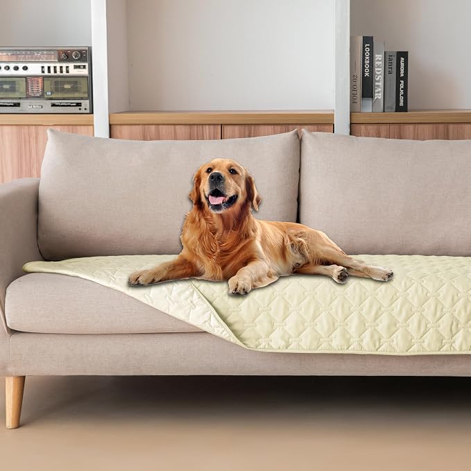 gogobunny Waterproof Blanket, Couch Covers for Dogs, Reversible Protector | 3X Stronger Leakproof, Scratch Proof Durable Furniture Protection, Stain Resistant, Washable, 30x70 Inch Dark/Light Cream