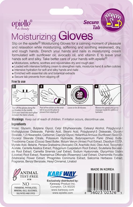 Epielle Moisturizing Hand Mask 6 Pairs, Soften with Sunflower Seed Oil & Vitamin E, Deep Moisturizing Gloves for Dry, Cracked Hands, Self Care Gifts for Women, Spa Kit, Stocking Stuffers