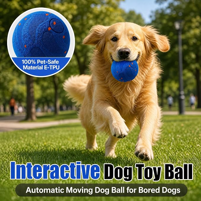 TEYYVN Interactive Dog Toy Ball,Automatic Interactive Dog Ball- Self Moving Toy for Small Medium | Motion Activated, Durable ChewProof ETPU Material, USB Rechargeable, Relieves Boredom
